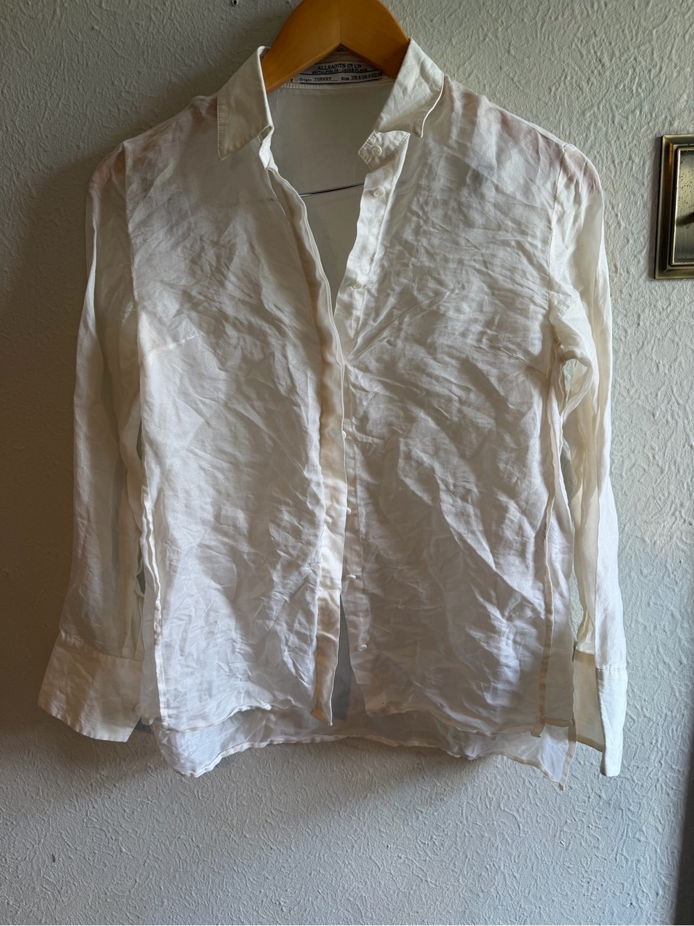 White Silk Button-Up Shirt